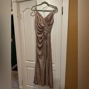Jovani Metallic Gold Maxi Dress